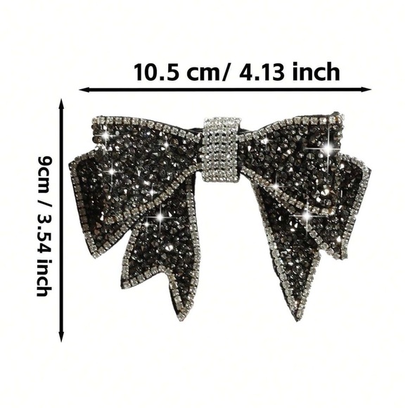 ✨Sparkling Black and Silver Bow Rhinestone Brooch - Picture 6 of 6